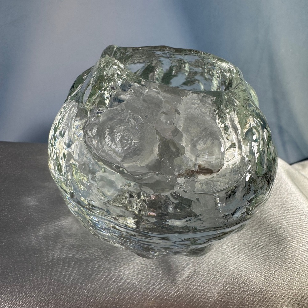 VTG Kosta Boda Snowball Votive Candle Holder Snowball Clear Textured MCM 70s